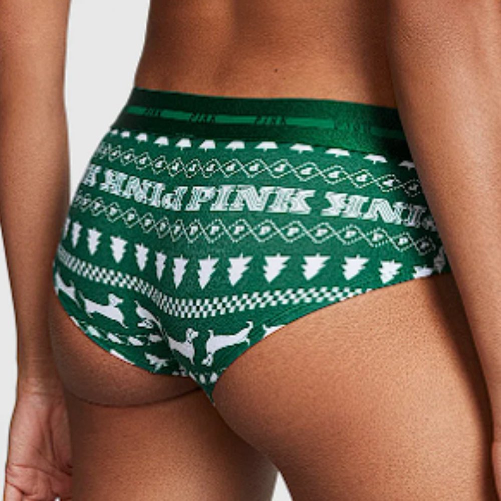 Christmas VS PINK LOGO HIPSTER PANTY X-Mas Holiday NWT